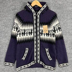 NEW WITH TAG‎ Alpaca Connection Purple Patterned Sweater Zip up Hoodie Women’s S
